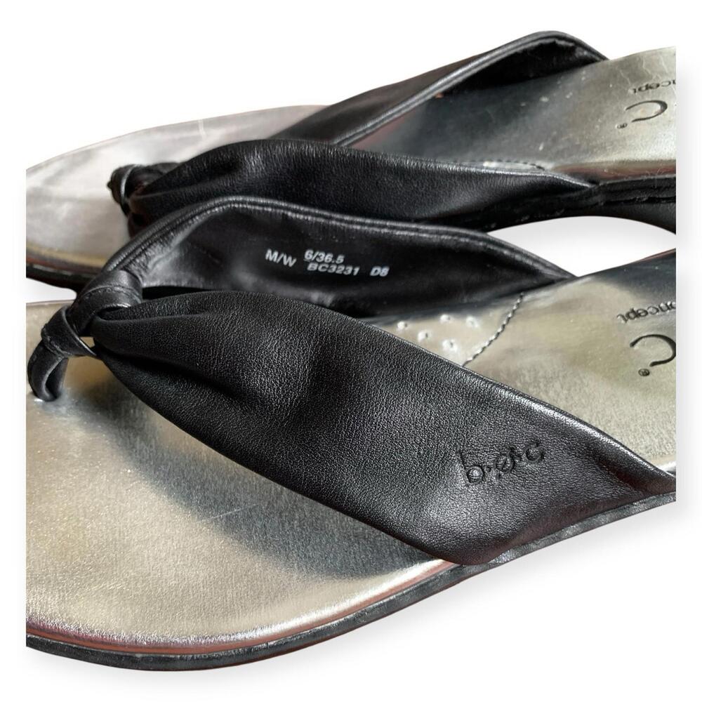 New! BOC Børn Concept Women's Sandals Shoes Size 6M Black Leather Flip Flop - Picture 6 of 7